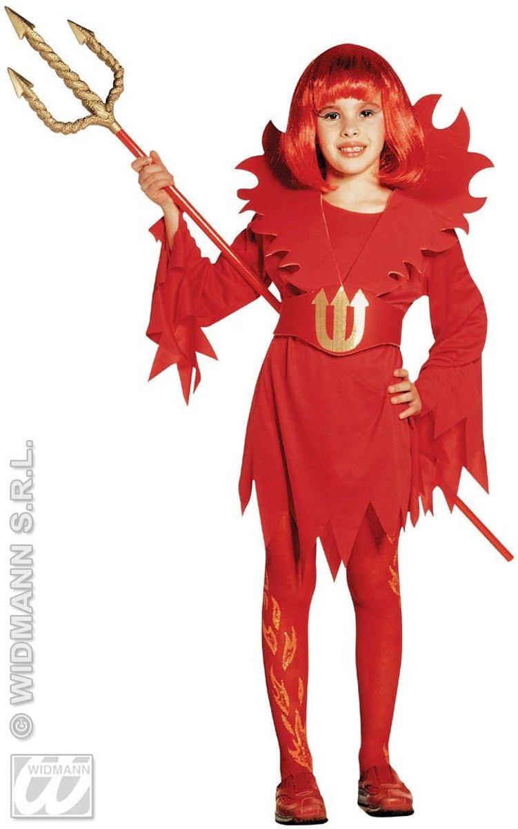 Duivel Kostuum | Kleine Duivelin Red Devil Kostuum Meisje | Maat 128 | Halloween | Verkleedkleding